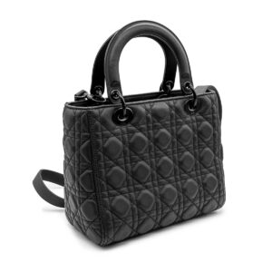 Bag Lady Dior Medium Calf leather Cannage ultramatte black - Image 3