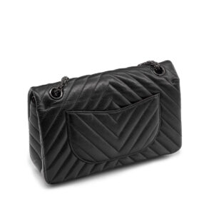 Chanel Bolso 2.55 Small Edición Limitada Todo Negro en piel Chevrons - Imagen 3