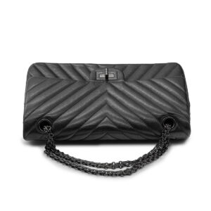 Chanel Bolso 2.55 Small Edición Limitada Todo Negro en piel Chevrons - Imagen 2